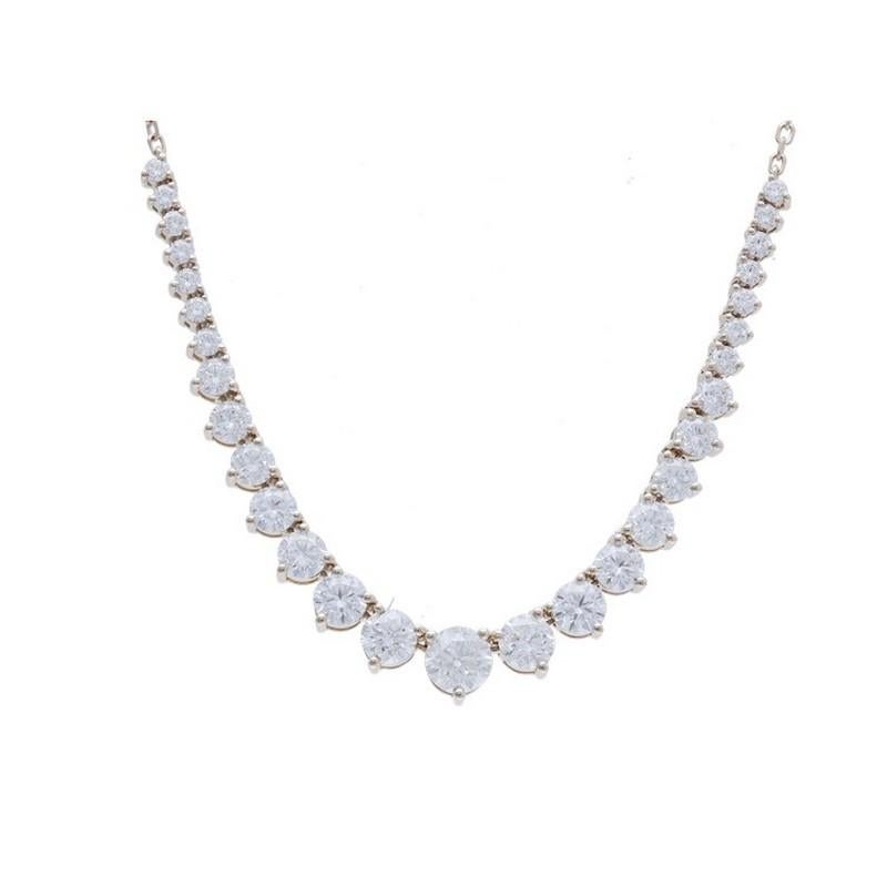 Modern Timeless Tennis 3.1 Carat Diamond Necklace in 14K Rose Gold For Sale