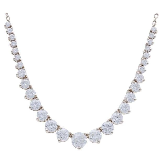 Timeless Tennis 3.1 Carat Diamond Necklace in 14K Rose Gold For Sale