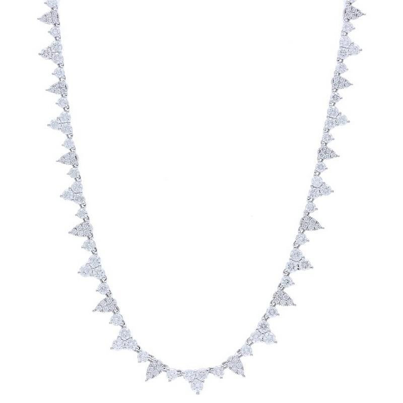 Modern Timeless Tennis 5.7 Carat Diamond Necklace in 18K White Gold For Sale