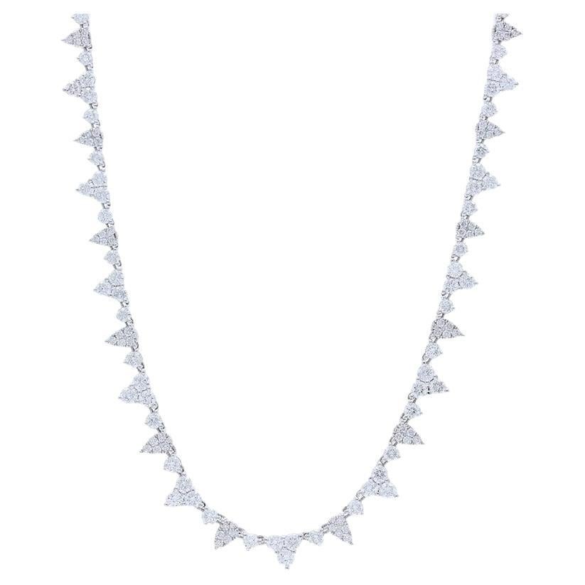 Timeless Tennis 5.7 Carat Diamond Necklace in 18K White Gold For Sale