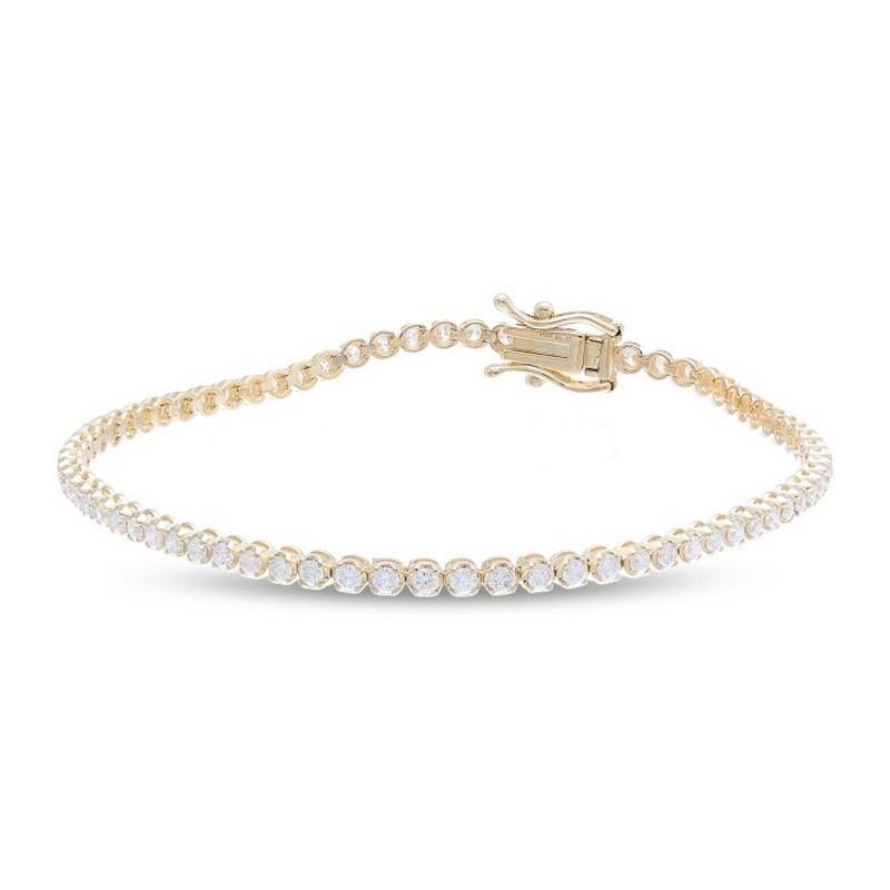 Taille ronde Bracelet de tennis Timeless 1,7 carat de diamants en or rose 14K en vente