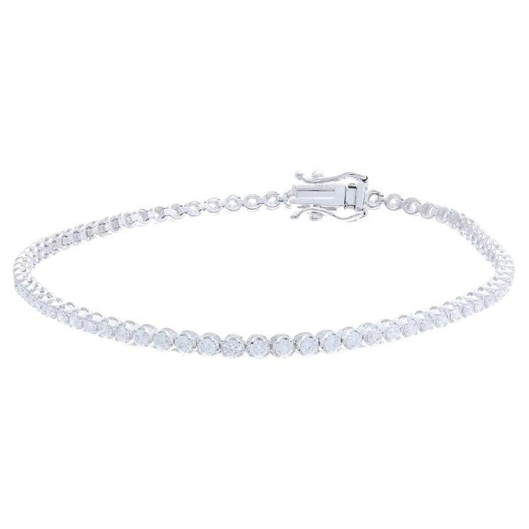 Timeless Tennis Bracelet 1.7 Carat Diamonds in 14K White Gold For Sale