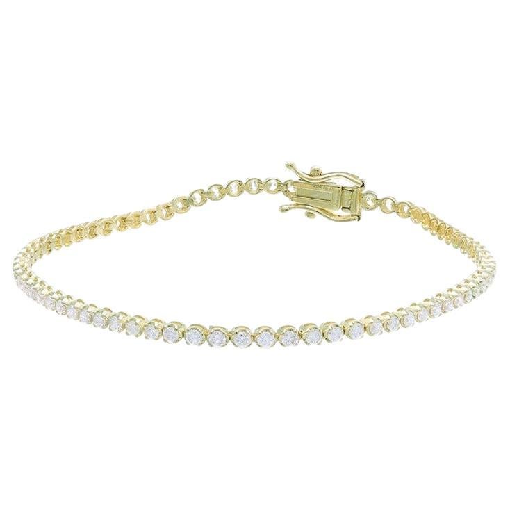 Bracelet de tennis Timeless 1.7 Carat Diamants en or jaune 14K en vente