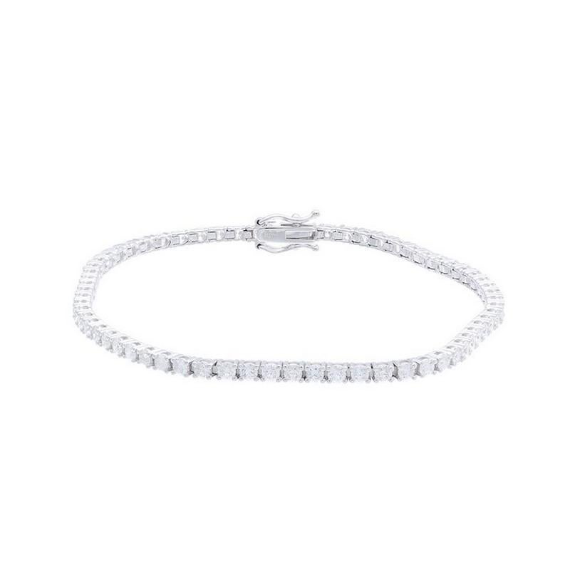 Round Cut Timeless Tennis Bracelet in 14K White Gold and Diamonds (2.81 ct) For Sale