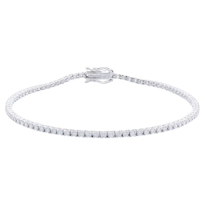 Bracciale Tennis senza tempo in oro bianco 14K e diamanti (1,34 carati) in vendita
