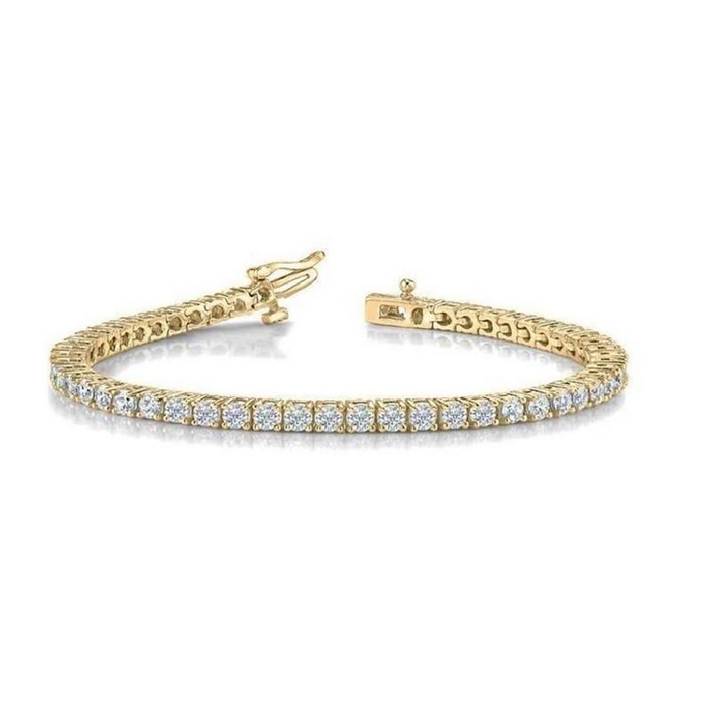 Taille ronde Bracelet de tennis Timeless en or jaune 14K et diamants (2 ct) en vente