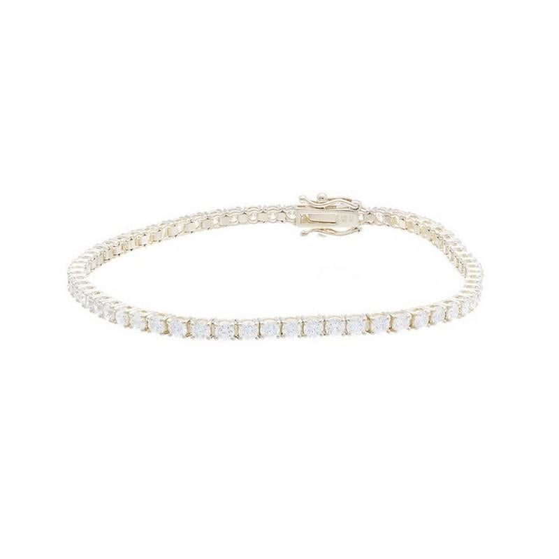 Modern Timeless Tennis Bracelet in 14K Yellow Gold and Diamonds (3.7 ct) For Sale