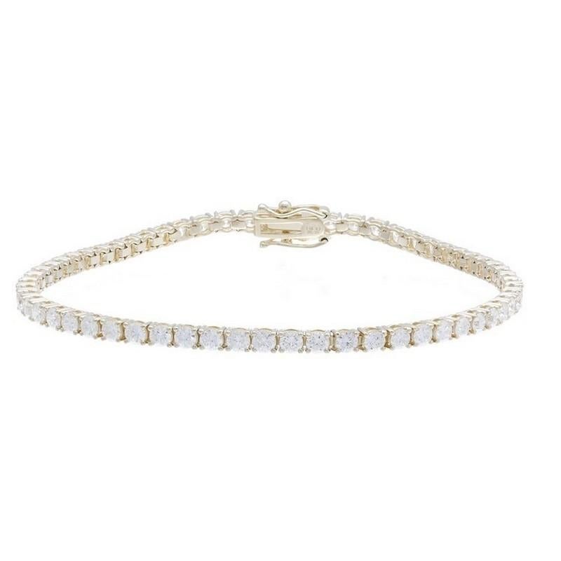Modern Timeless Tennis Bracelet in 14K Yellow Gold and Diamonds (4.4 ct) For Sale