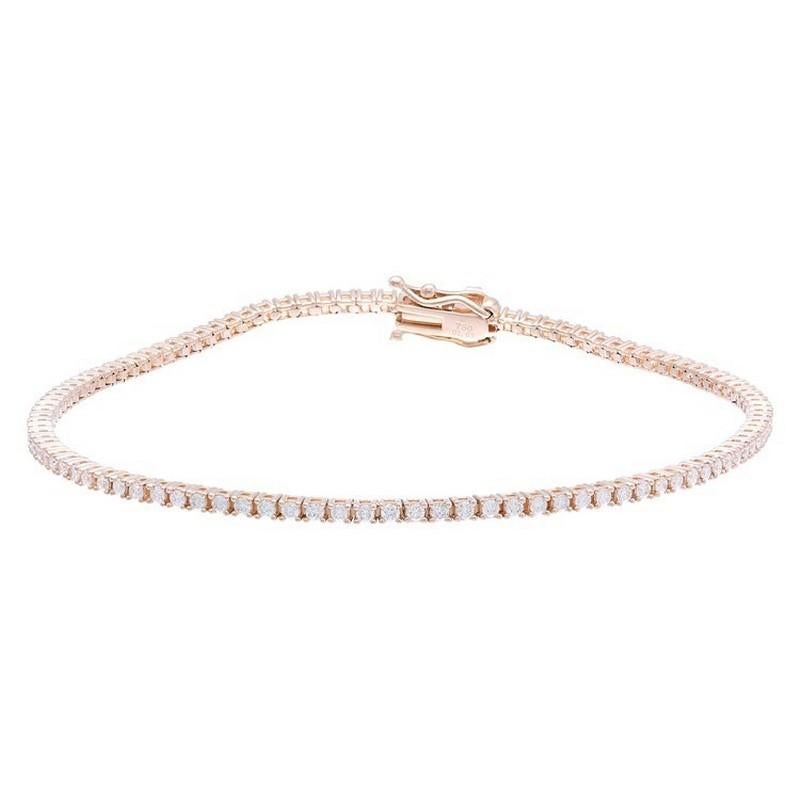 Modern Timeless Tennis Bracelet in 18K Rose Gold and Diamonds (1 ct) For Sale