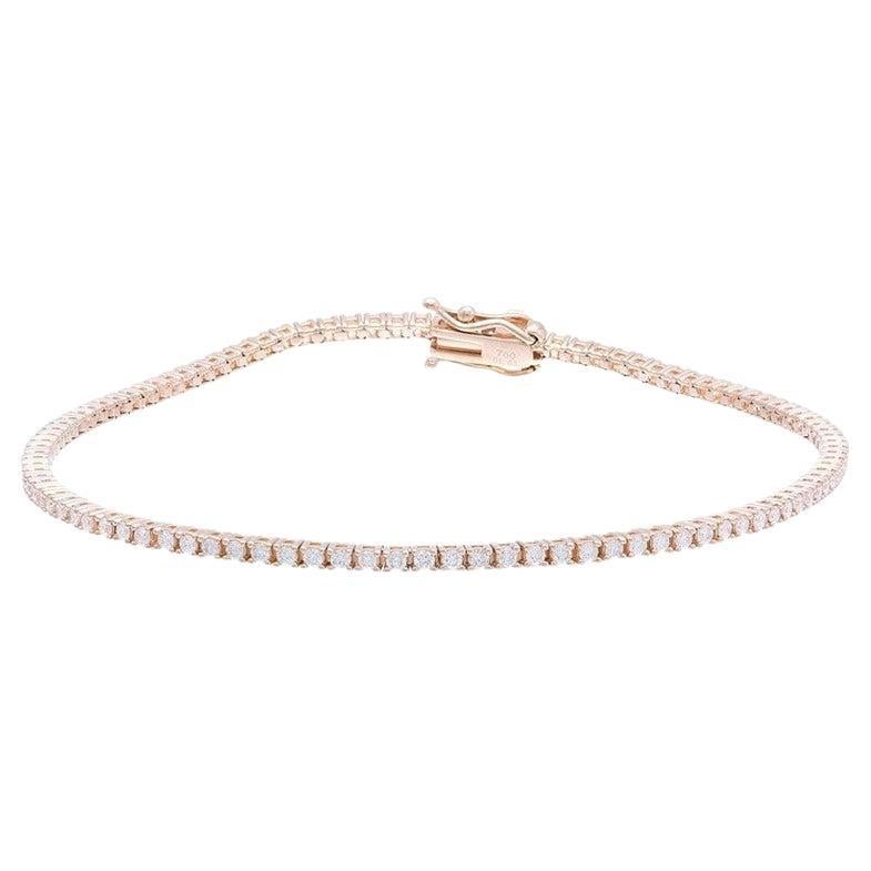 Timeless Tennis Bracelet in 18K Rose Gold and Diamonds (1 ct) For Sale