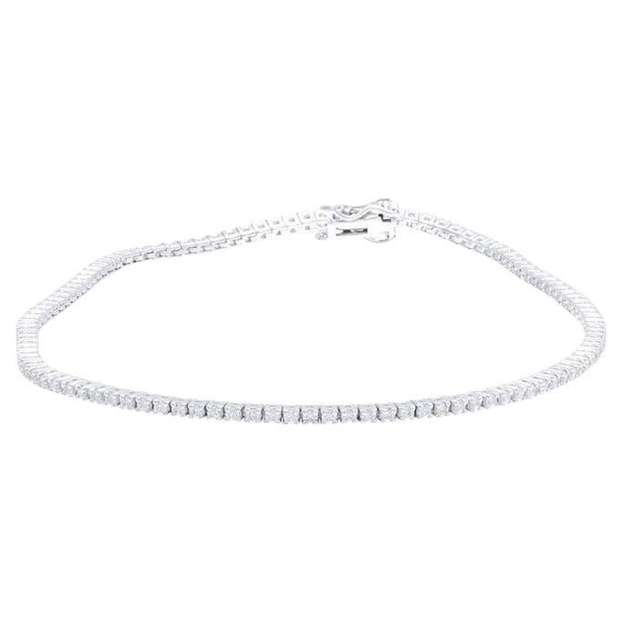 Timeless Tennis Bracelet in 18K White Gold and Diamonds (0.86ct) For Sale