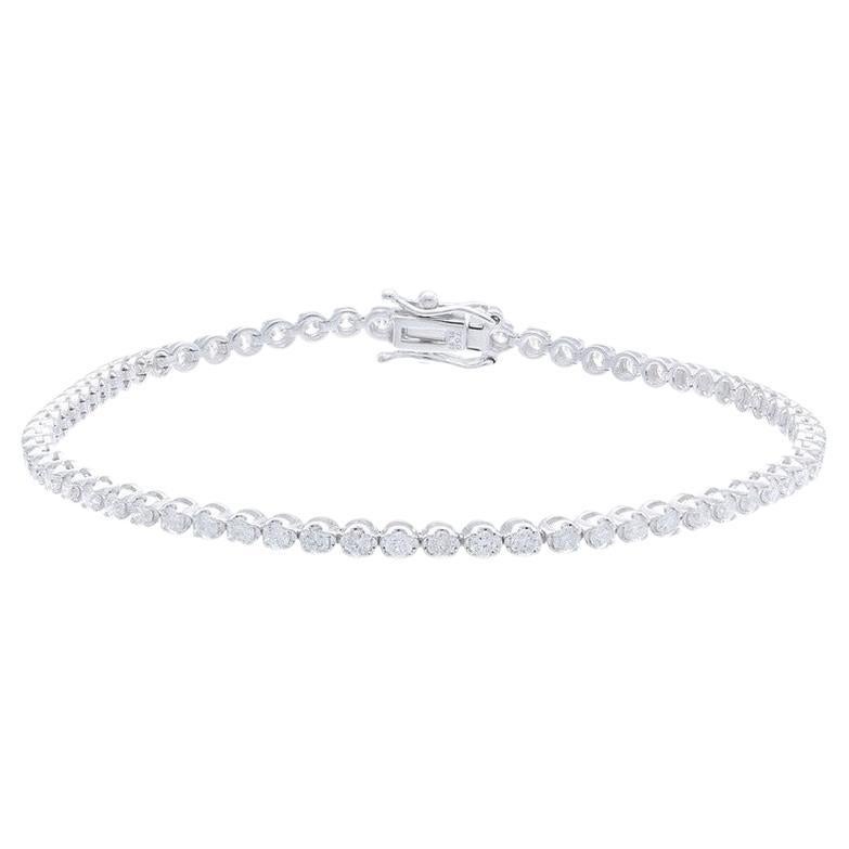 Bracelet de tennis Timeless en or blanc 18 carats et diamants (2ct) en vente