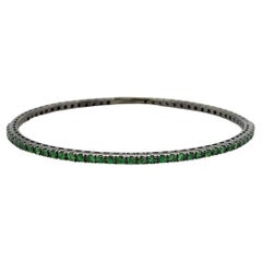 TIMELESS Tennis Bracelet in 18K White Gold with Black Rhodium and Green Tsavorit