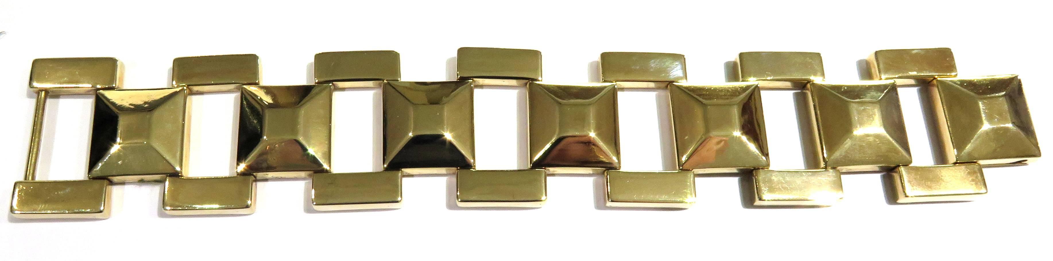 Retro Tiffany & Co. 1940s Architectural Gold Link Bracelet