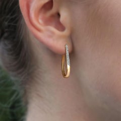 Timeless Treasure 14K (oder 18k auf Anfrage) Gelbgold Hoops Diamant Ohrringe
