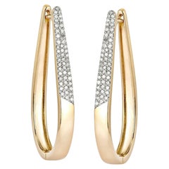 Timeless Treasure 14K (oder 18k auf Anfrage) Gelbgold Hoops Diamant Ohrringe