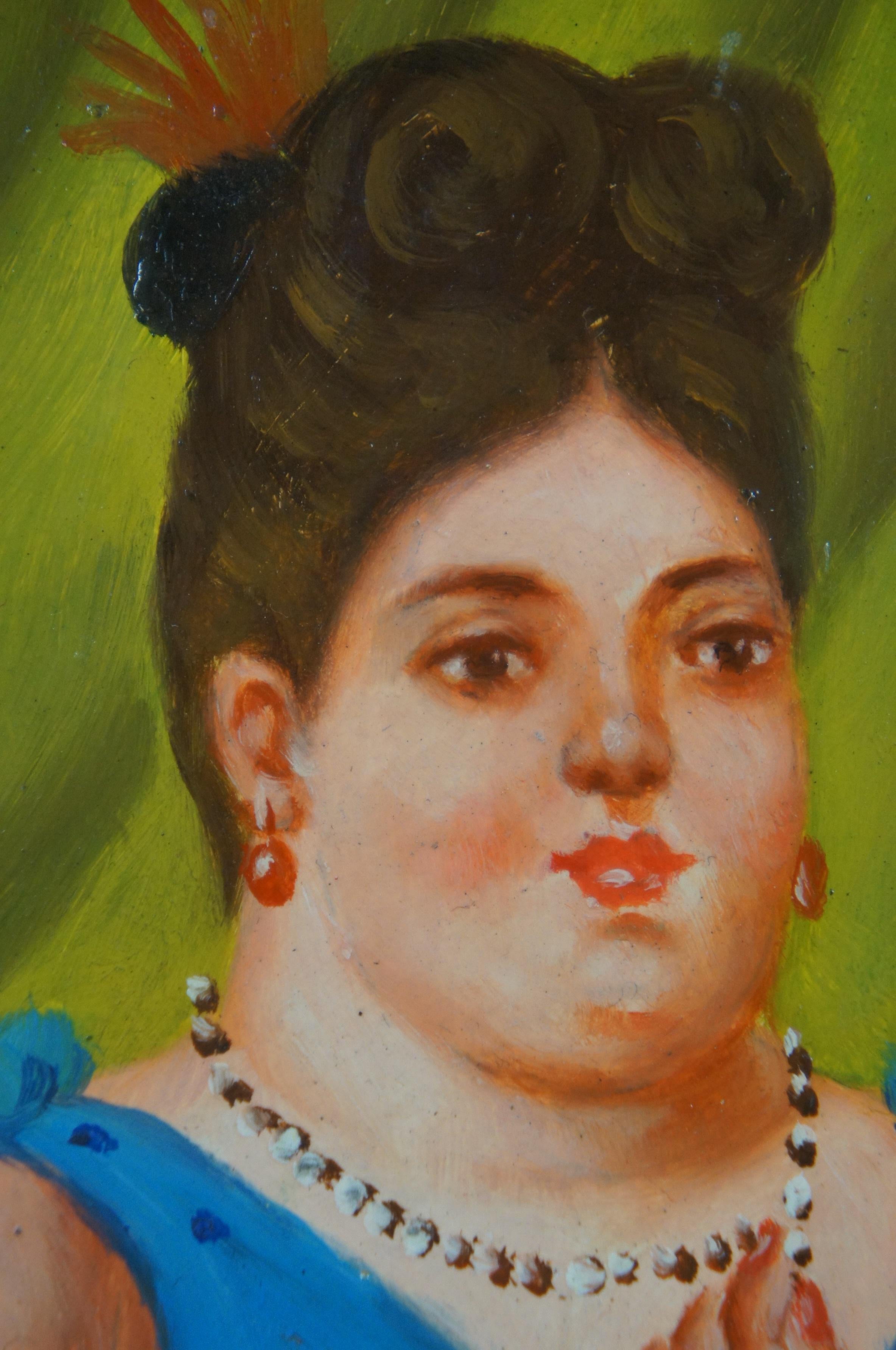Timeless Treasures Society Lady Oil Painting on Board After Fernando Botero 13