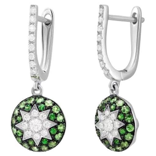 Timeless Tsavorite White Diamond White Gold Lever-Back Dangle Earrings