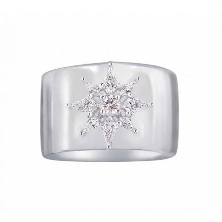 Taille ronde Bague à anneau intemporelle en or blanc et diamants blancs pour elle en vente