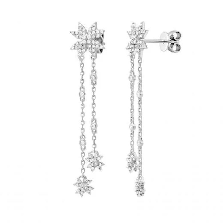 Women's Timeless White Diamond White Gold Dangle Earrings for Her For Sale