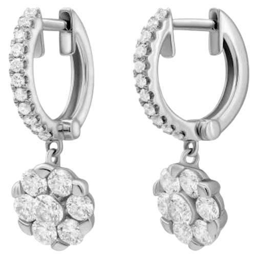 Timeless White Diamond White Gold Lever-Back Dangle Earrings For Sale