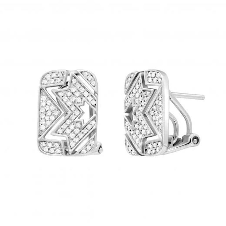 Women's Timeless White Diamond White Gold Lever-Back Earrings for Her For Sale