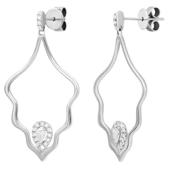 Boucles d'oreilles à levier intemporelles en or blanc et diamants blancs pour elle en vente