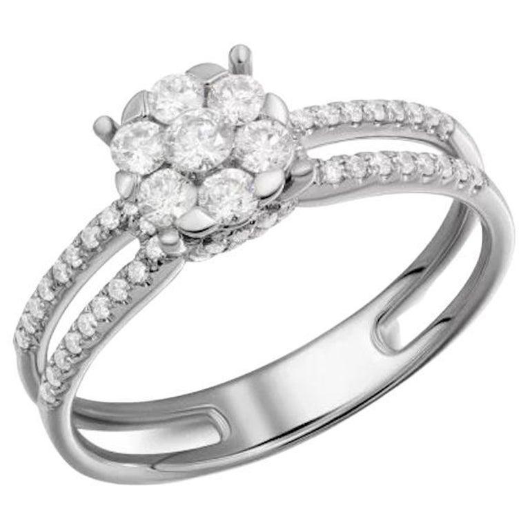 Anillo intemporal de oro blanco con diamantes para ella Corte redondo en venta