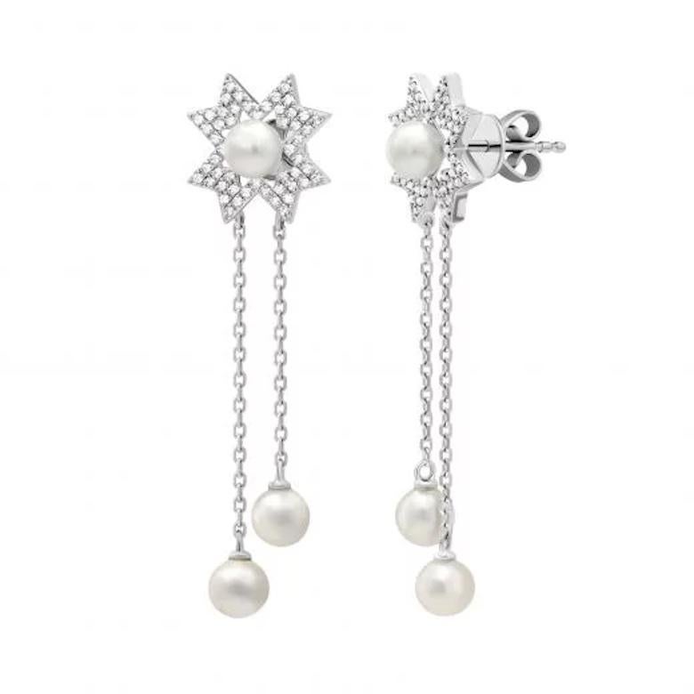 Timeless White Diamond White Gold Stud Dangle Earrings for Her In New Condition For Sale In Montreux, CH