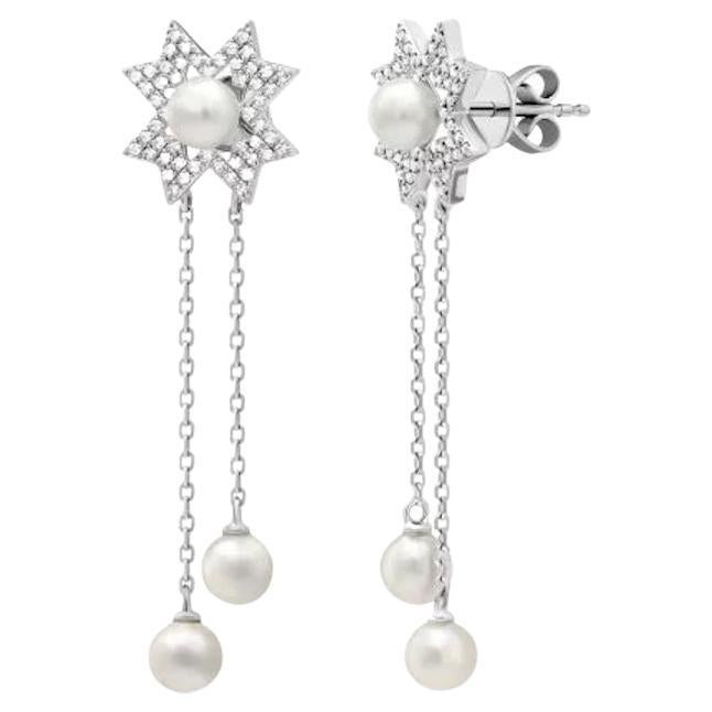 Timeless White Diamond White Gold Stud Dangle Earrings for Her For Sale