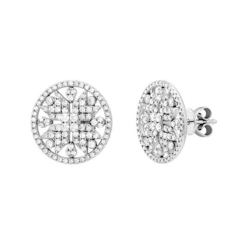Women's Timeless White Diamond White Gold Stud Earrings for Her For Sale