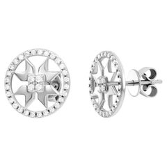 Clous d'oreilles intemporels en or blanc et diamants blancs pour elle