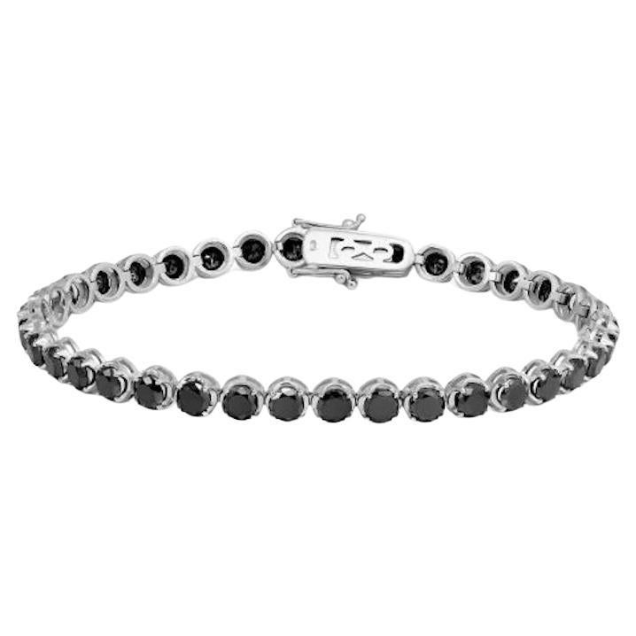 Bracelet tennis intemporel en or blanc 18 carats avec diamants noirs pour elle