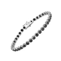 Bracelet de tennis intemporel en or blanc 18k diamant noir pour elle