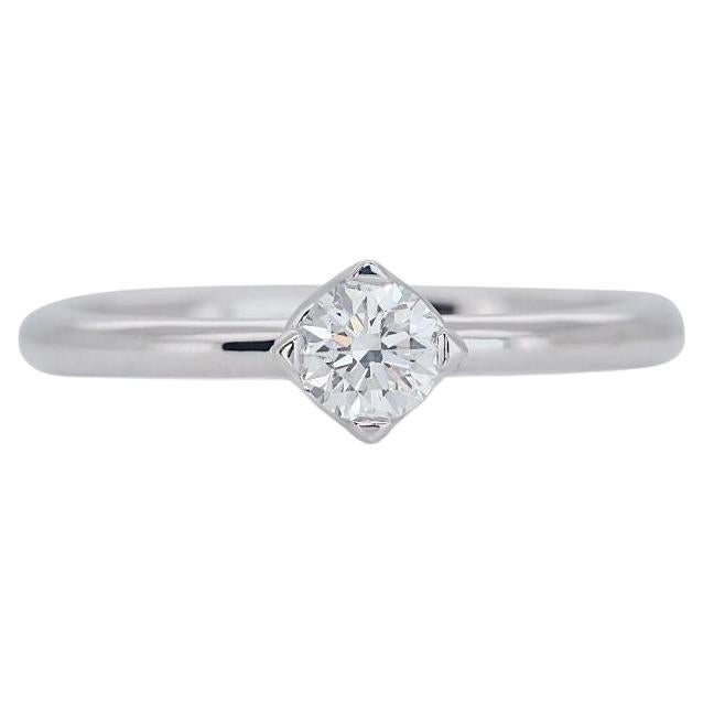 Timeless White Gold Diamond Solitaire Ring For Sale