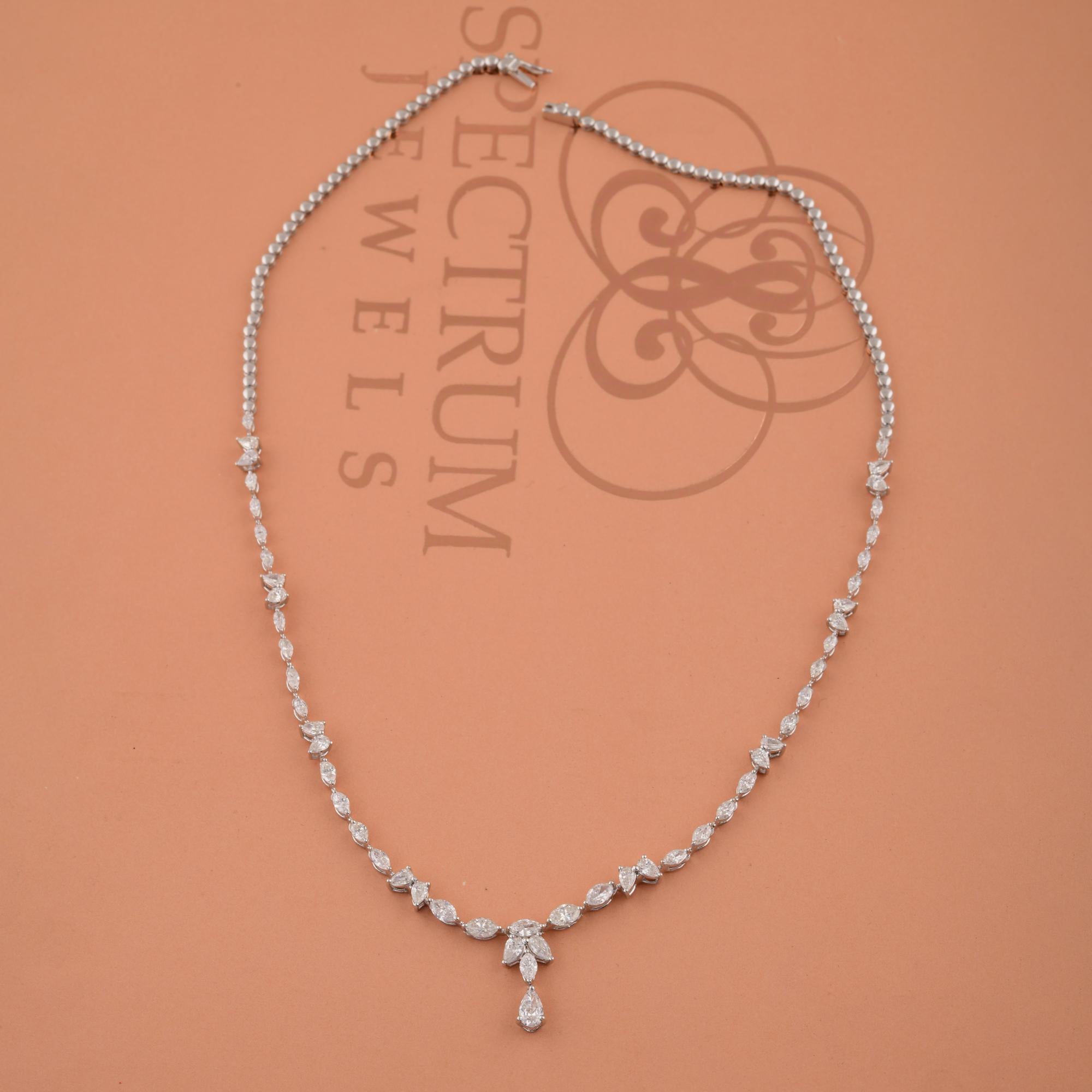 Women's Timeless White Gold Marquise & Pear Cut Diamond Anniversary Necklace 14 Karat For Sale