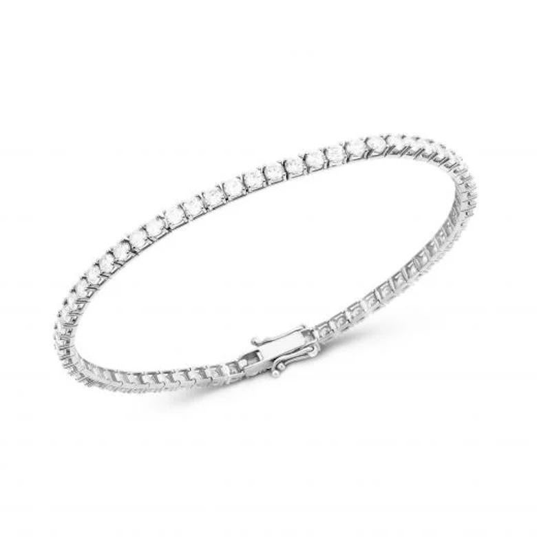 Taille émeraude Bracelet de tennis en or blanc Timeless 3.13 Karat Diamond Black pour Elle en vente
