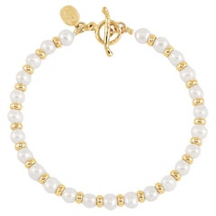 Timeless Weiß Perle Halo Armband In 18ct Gold Vermeil