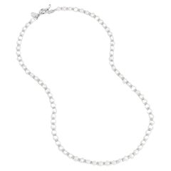 Timeless White Pearl Halo Halskette in Sterling Silber