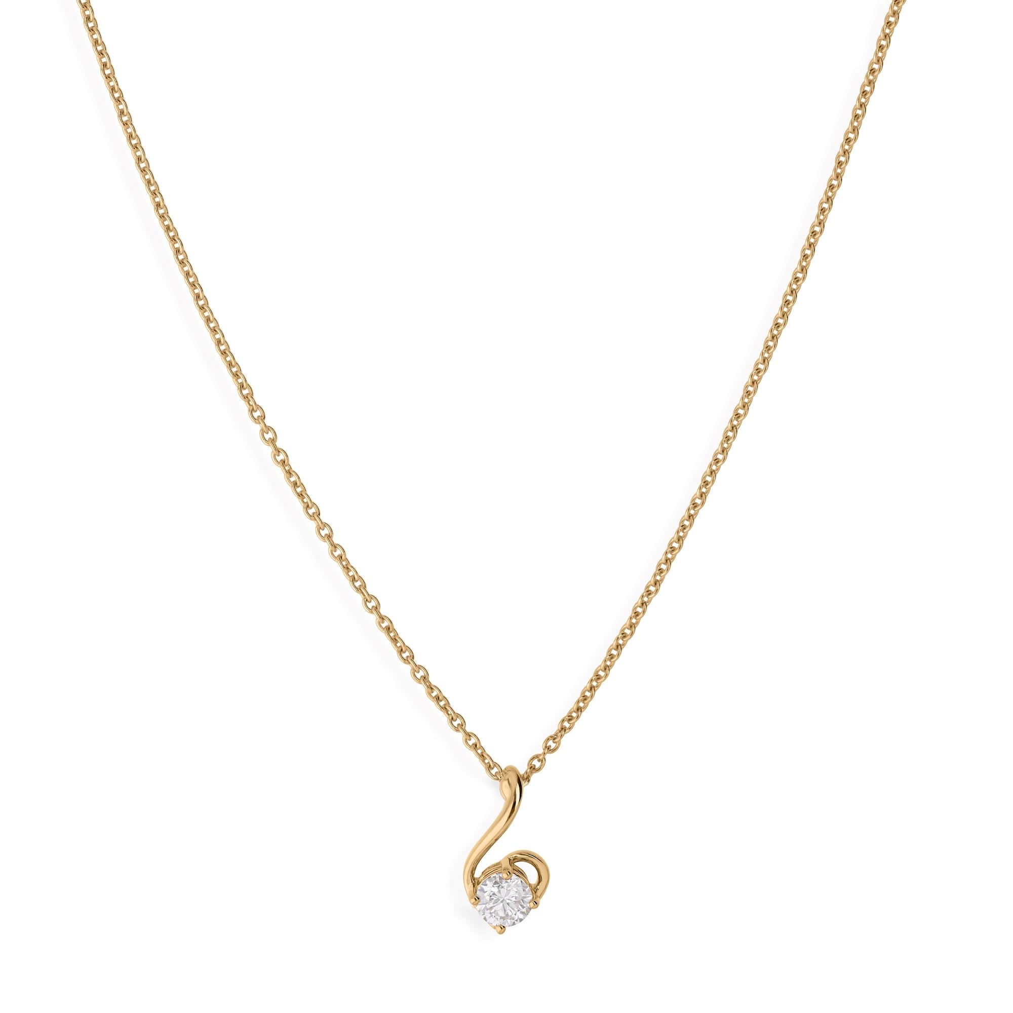 Collana minimalista senza tempo in oro giallo con diamante rotondo 0,56 CTW