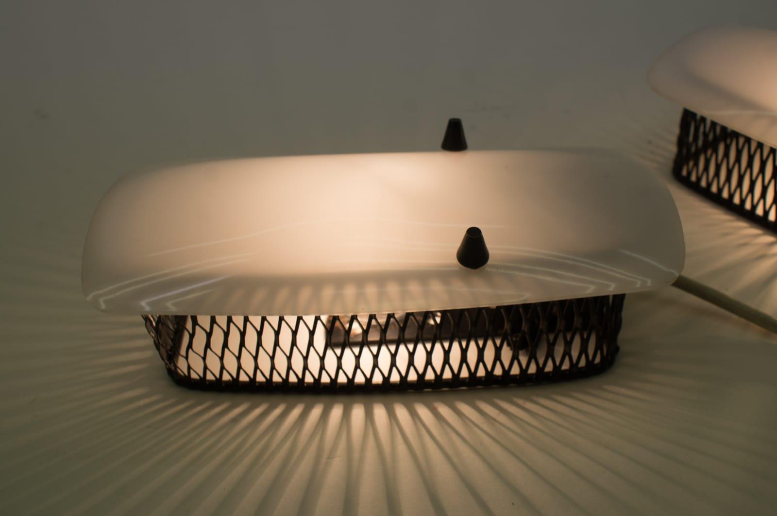 Timelessly Beautiful Curved Plexiglass Pane on Perforated Plate Frame, 1950s Ita For Sale 6