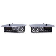 Timelessly Beautiful Curved Plexiglass Pane on Perforated Plate Frame, 1950s Ita