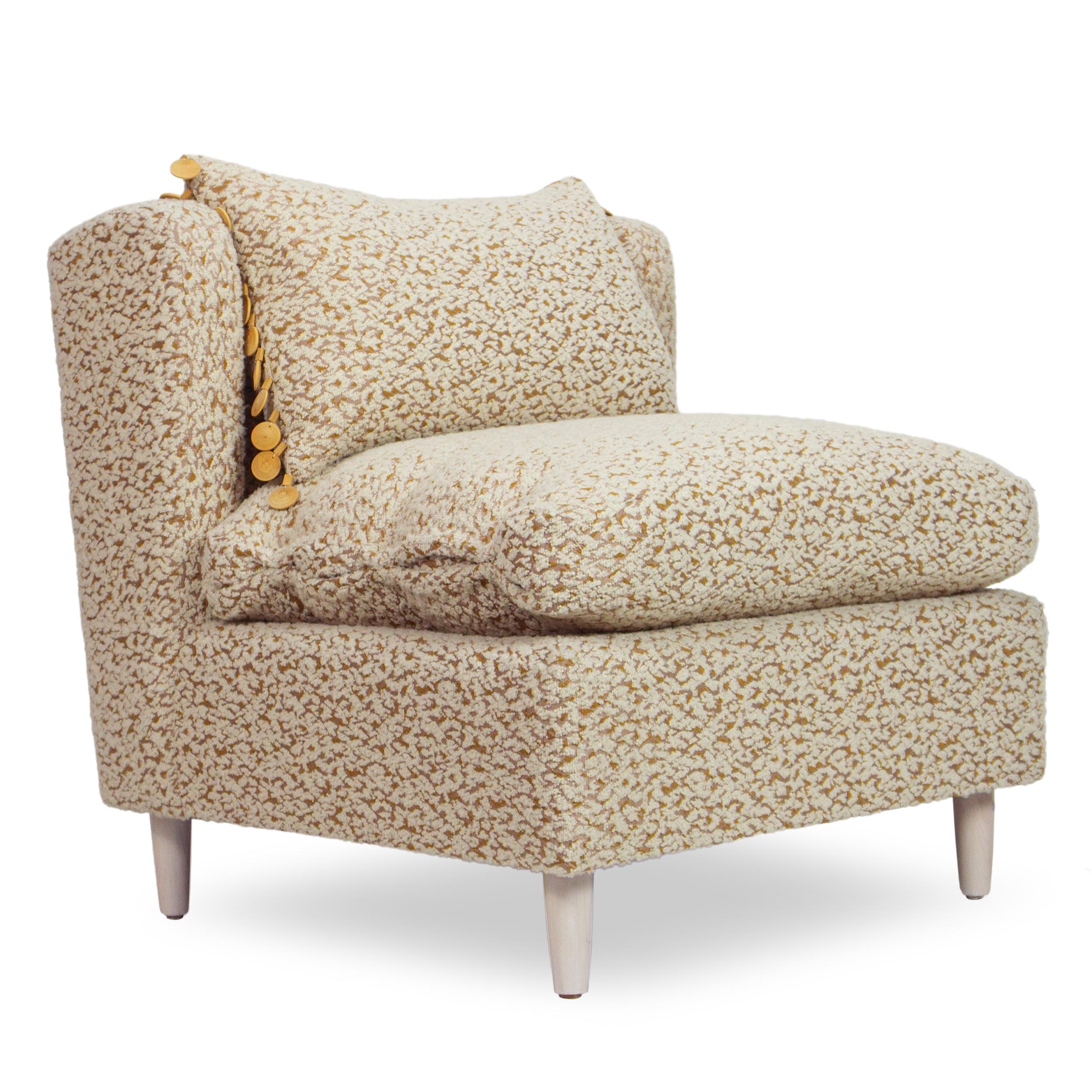 Modern Timelessly Elegant Vintage-Inspired Armless Lounge Chair For Sale