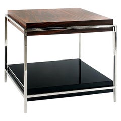 Times Side Table with Wooden Top and Stainless Steel Frame