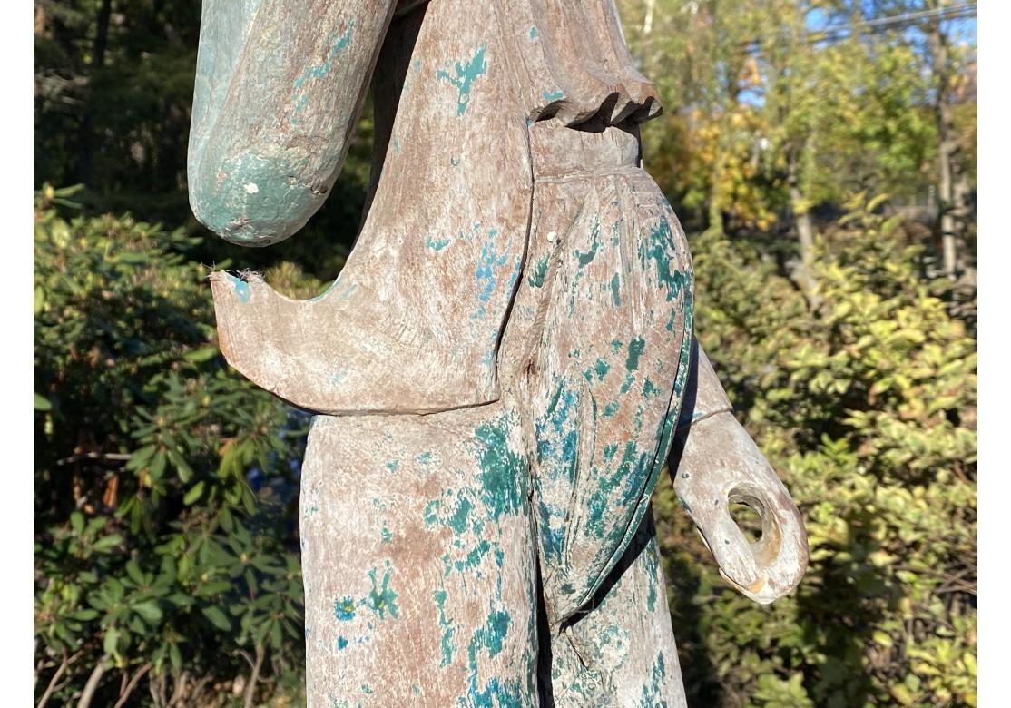 Timeworn Folk Art Pair Of Burmese Entrance Figures In Distressed Condition For Sale In Bridgeport, CT