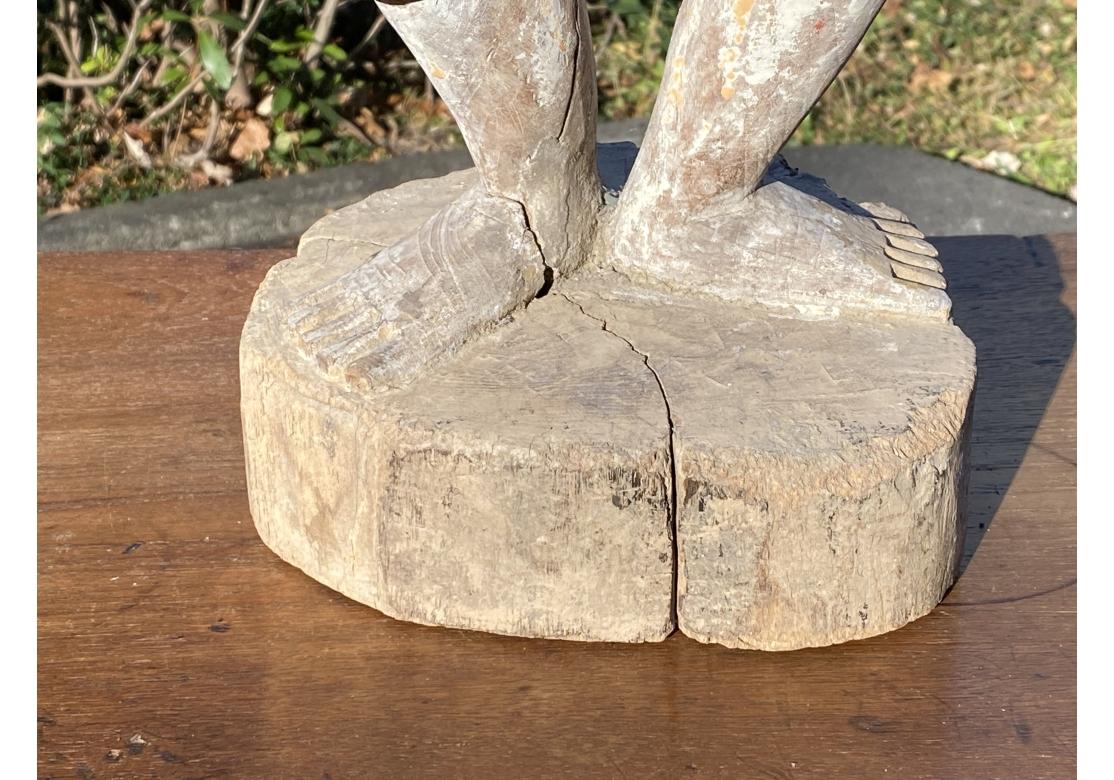 Timeworn Folk Art Pair Of Burmese Entrance Figures For Sale 1