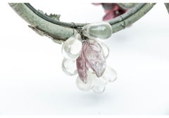 Timeworn Tole Chandelier With Glass Grape Clusters And Figural Panel