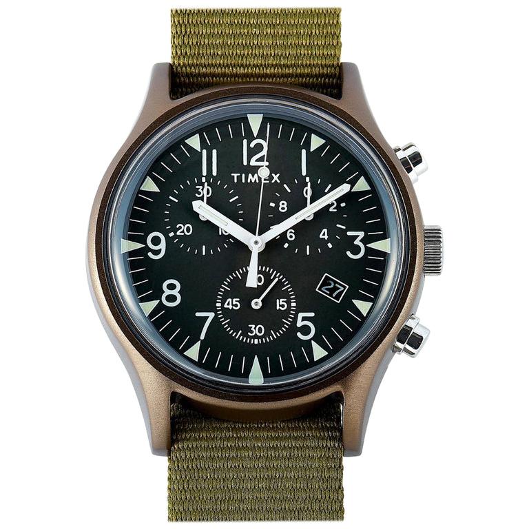 Timex MK1 Aluminum Chronograph Green Dial Watch TW2R67800