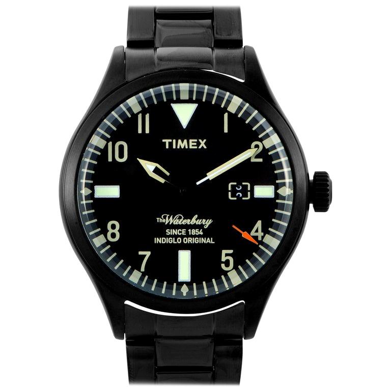 Timex Waterbury Black Stainless Steel Watch TW2R25200