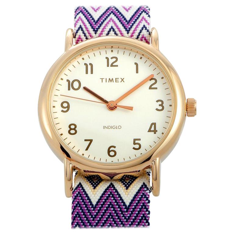 Timex Weekender Chevron Gold-Tone Watch TW2R59000